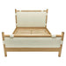 Modern Oak Wood Boucle Upholstered Bed Frame with Footboard