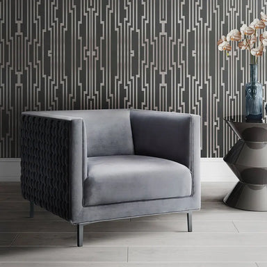 Elegant Gray Velvet Upholstered Modern Accent Arm Chair for Living Room Dining