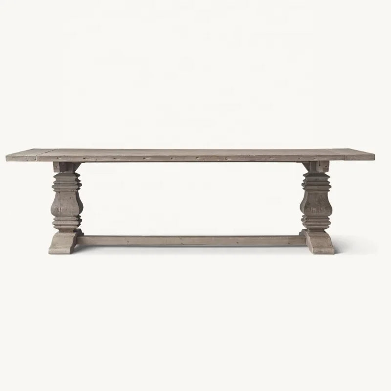 Rustic Solid Wood American Country Rectangular Dining Table - Customizable Farmhouse Style