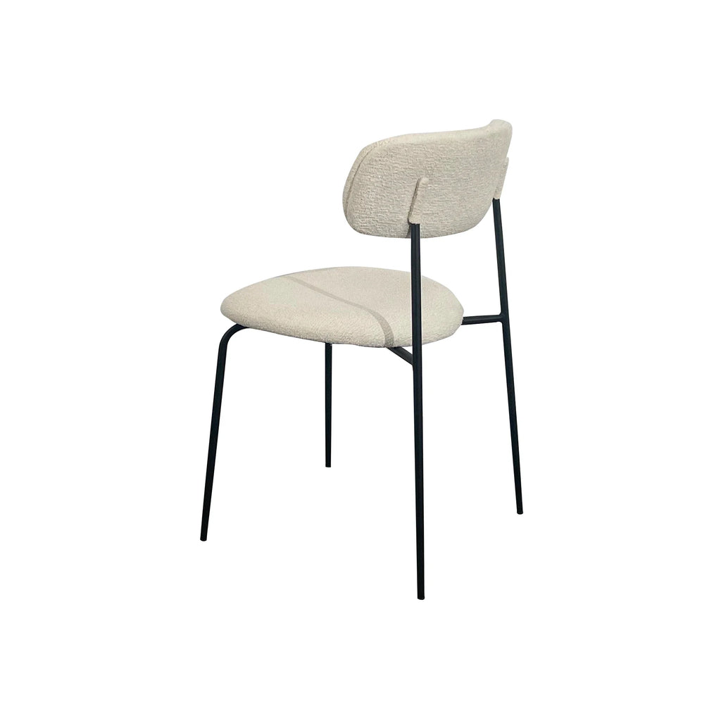 Chic Matte Black Metal Boucle Dining Chair: Modern Upholstered Side Seating
