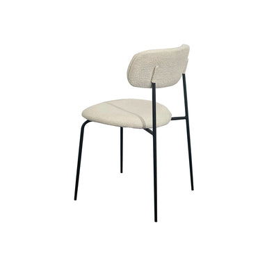 Chic Matte Black Metal Boucle Dining Chair: Modern Upholstered Side Seating
