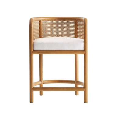 Natural Cane Rattan Counter Stool Oak Frame High Bar Chair for Kitchen Dining