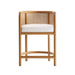 Natural Cane Rattan Counter Stool Oak Frame High Bar Chair for Kitchen Dining