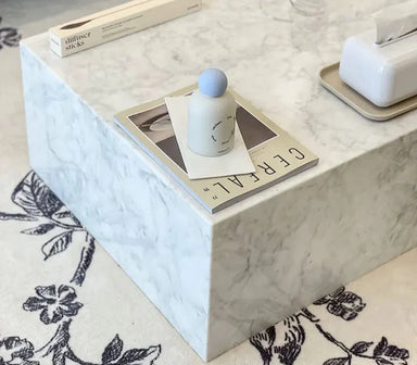 Luxury White Carrara Marble Coffee Table: Elegant Rectangle Design, Durable Stone Finish