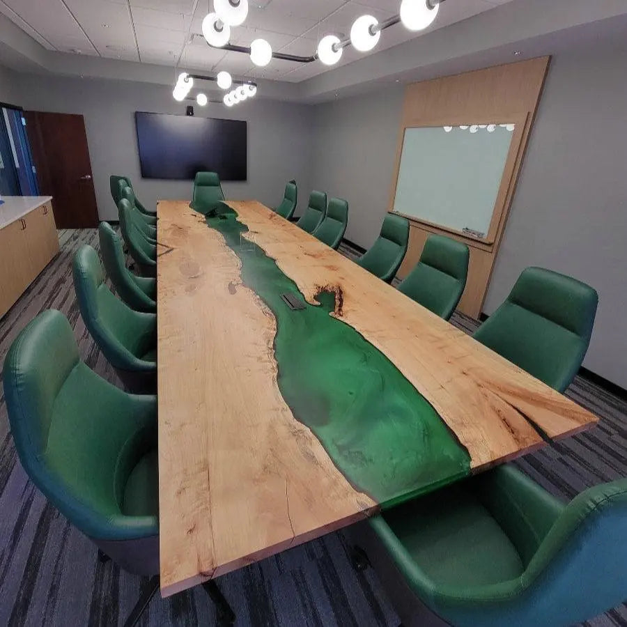Stunning Black Walnut Live Edge Epoxy Resin Slab Dining Table for Home