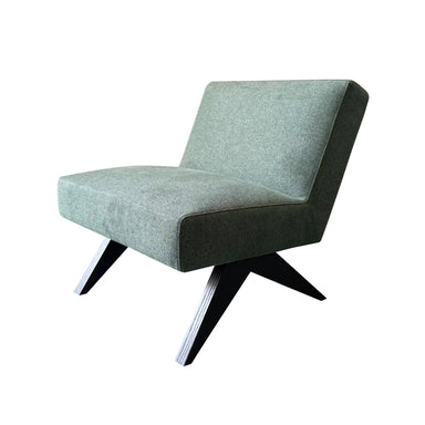 Modern Armless Upholstered Dining Chair Solid Oak Frame Comfortable Fabric