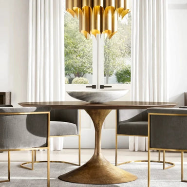 Luxurious American Solid Wood Round Dining Table - Custom Villa Hotel Furniture