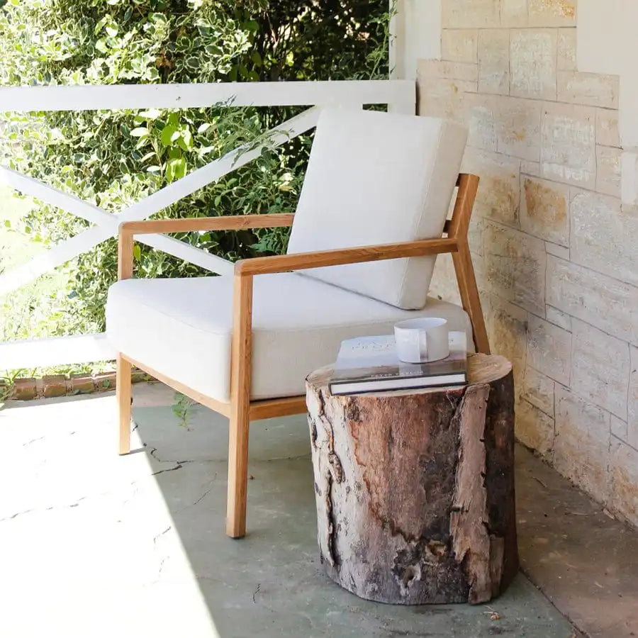 Luxurious Oak Wood Frame White Linen Modern Accent Armchair for Living Room