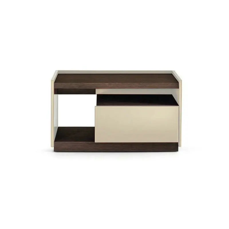Nordic Modern Luxury Bedside Table with Drawers - Smoke Oak Wood Veneer Nightstand