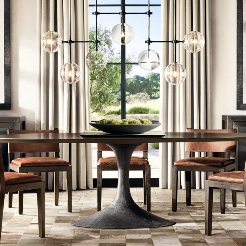 Elegant Oval Dining Table, Solid Wood Veneer, Custom Sizes, Modern Farmhouse Style