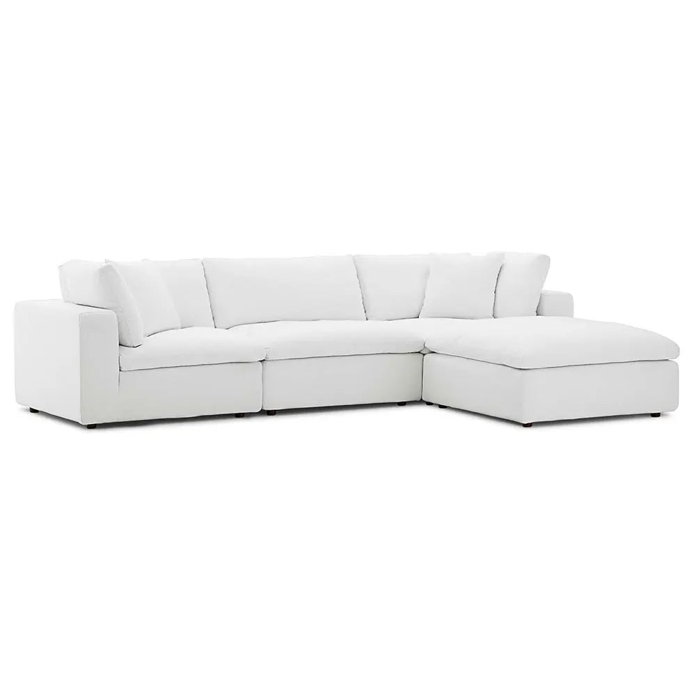 Luxurious White Corner Accent Chair Sofa with Down Feather Cotton Cushions