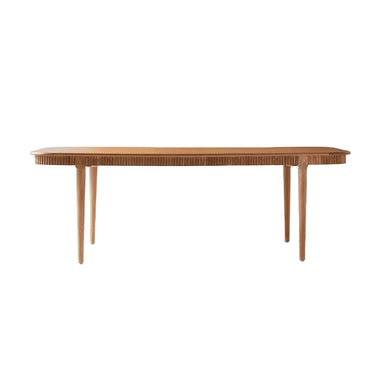 Elegant French Vintage 90-inch Cerused Oak Dining Table with Fluted Apron