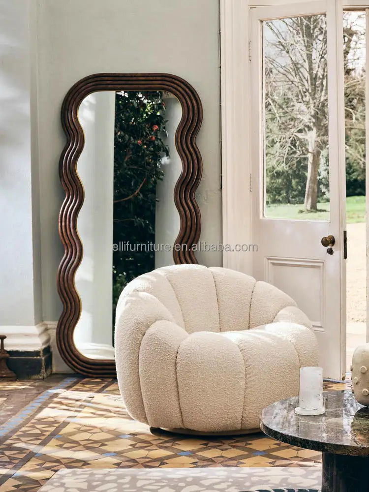 Elegant Arch Full Length Floor Mirror, Solid Wood Frame, Adjustable Stand
