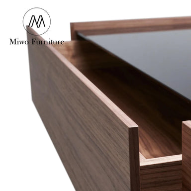 Modern Italian Wood Glass Narrow Rectangular Entryway Console Table