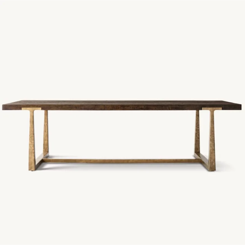 Vintage Industrial Extendable Dining Table - Solid Wood Veneer - Customizable Design