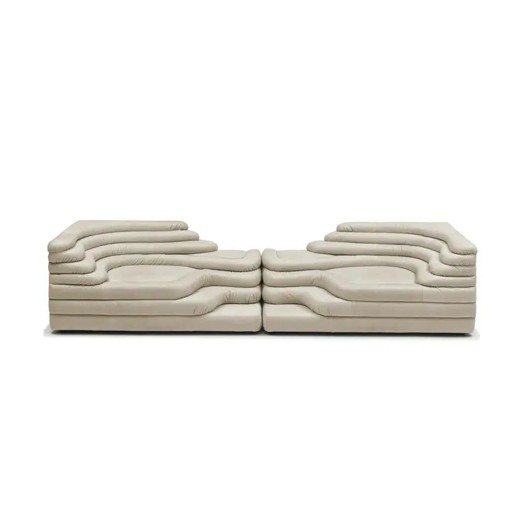 Modern Italian Leather Modular Sofa - Nordic Wood Luxury Living Couch