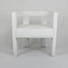 Elegant White Boucle Upholstered Dining Armchair: Modern Low Back Accent Chair