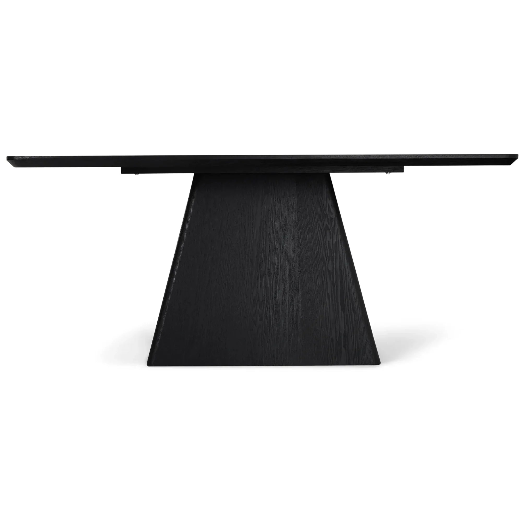 Modern Black Rectangular Dining Table, Oak Wood Top, Durable Industrial Design