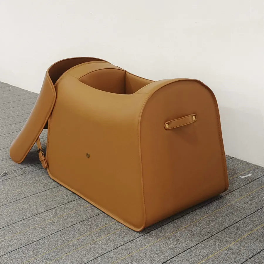 Luxury Italian Nuno Saddle Leather Storage Ottoman Bench for Living Room
