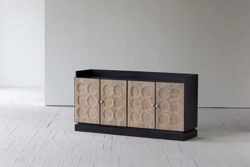 French Rustic Recycled Pine Sideboard Cabinet for Dining & Living Room Storage