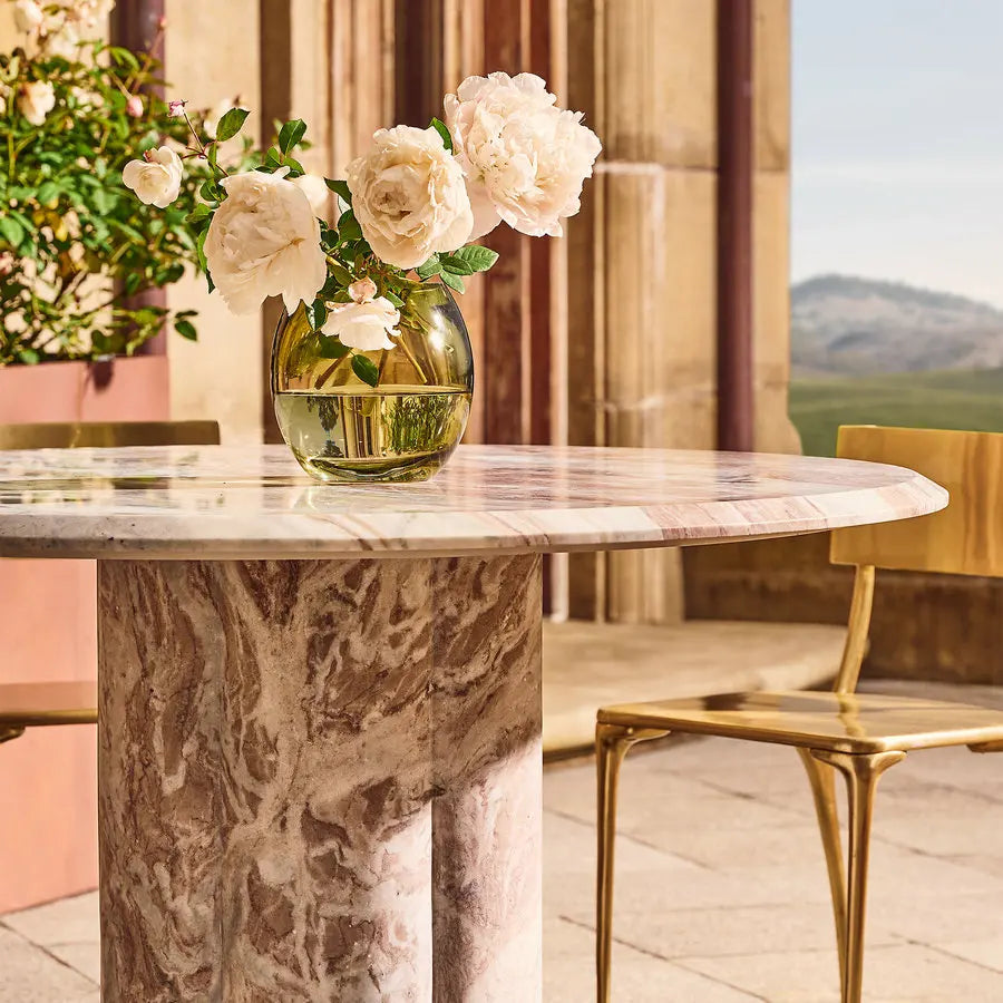 Luxury 54-inch Round Italian Natural Marble Dining Table with Lazy Susan