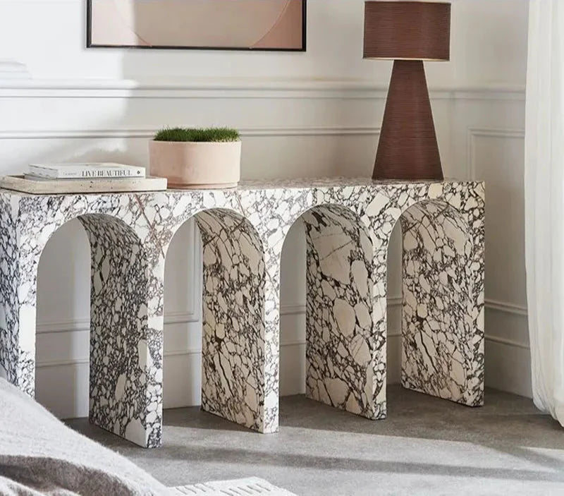 Luxurious Tostone Calacatta Viola Marble Rectangle Console Table for Elegant Spaces
