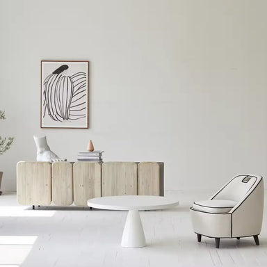 Modern Scandinavian Minimalist Reclaimed Pine Sideboard - Natural Storage Dining Cabinet