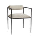 Modern Forged Metal Dining Chair: Pewter Frame, Linen Upholstery