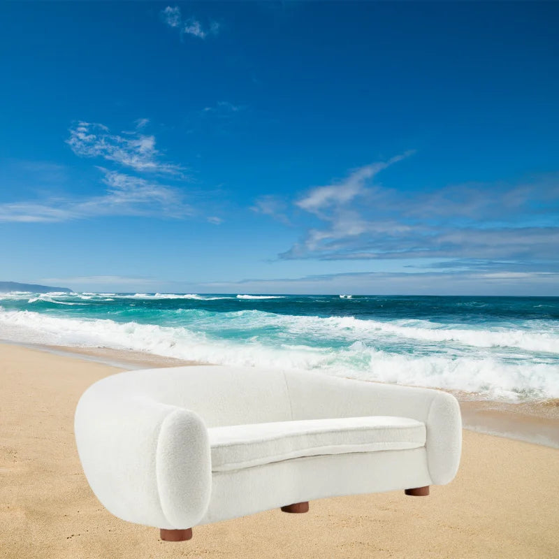 Luxury Modern Italian Design Boucle Velvet 3-Seater Polar Bear Sofa