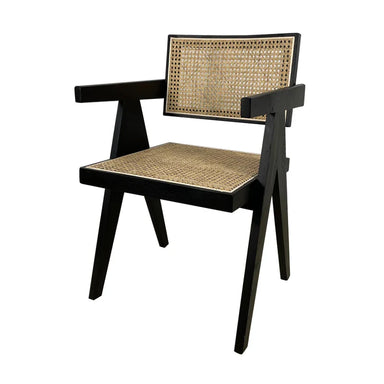 Elegant Black Oak Rattan Dining Chair for Modern Home Restaurant Hotel Wedding