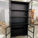 Elegant Black Oak Glass Display Cabinet for Living Room Storage & Decor