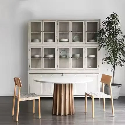 Nordic Heritage Wabi Sabi Concrete Pine Dining Table for Kitchen & Dining