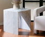 Tostone Elegant White Carrara Marble Side Table for Modern Living Spaces