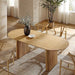 Extendable Solid Oak Wood Japandi Oval Dining Table for 6-8 Seaters