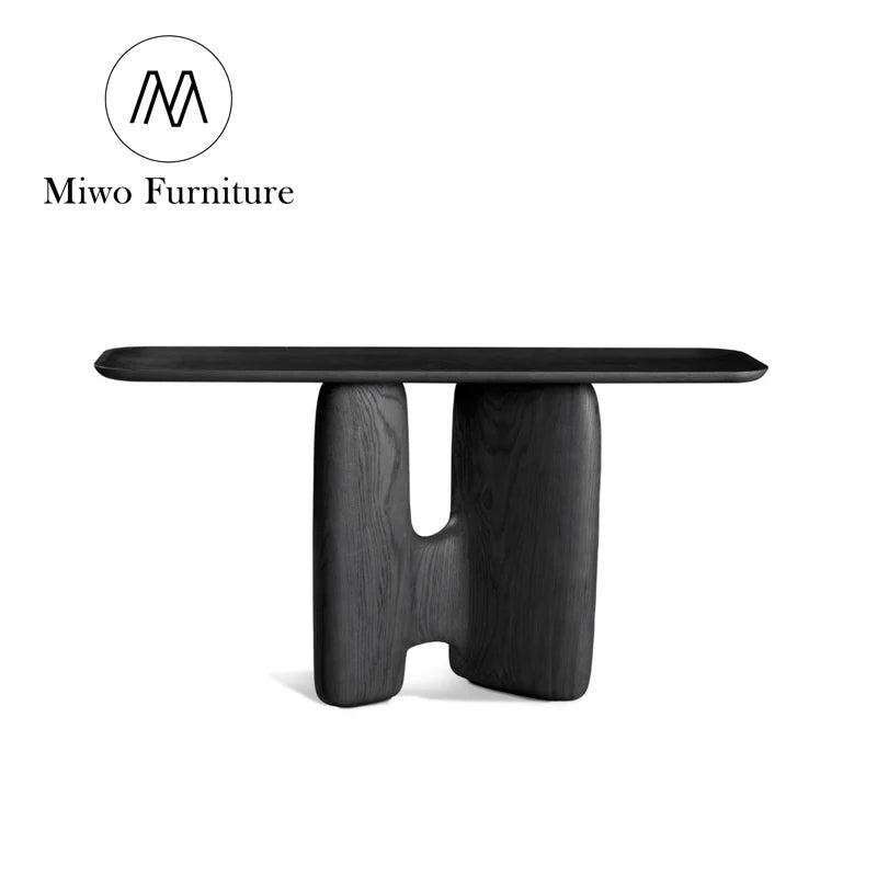 Sleek Modern Nordic Wooden Entryway Narrow Mirrored Console Table
