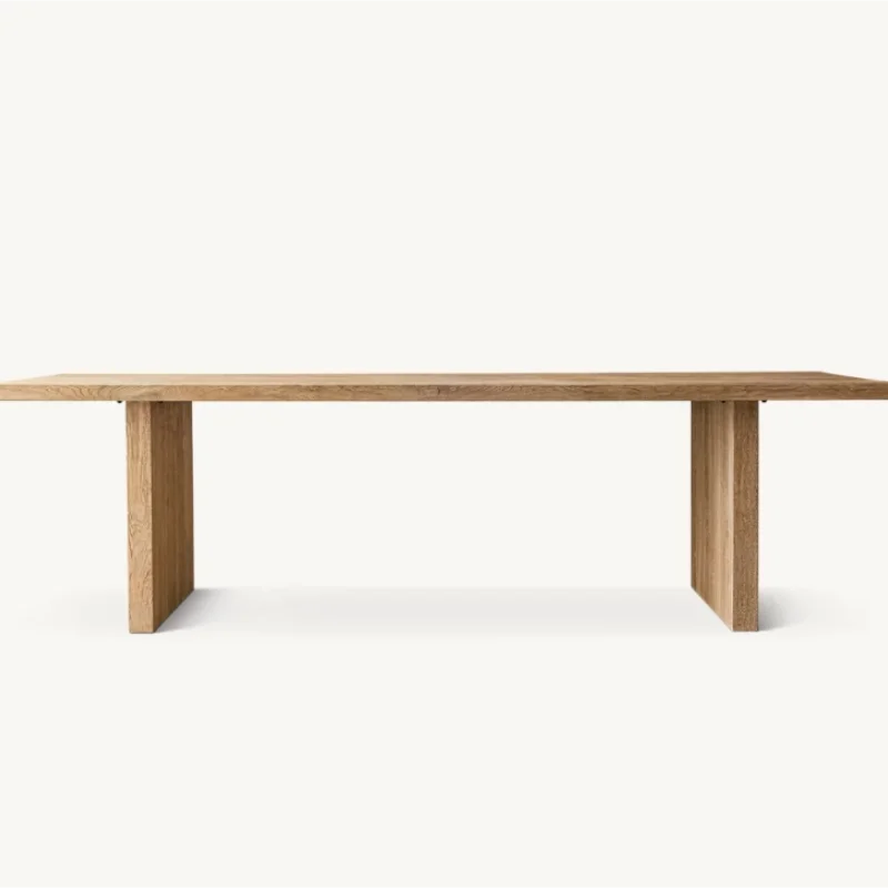 Rustic American Oak Solid Wood Dining Table - Customizable for Home, Hotel, Club