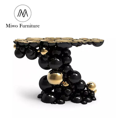 Modern Gold Stainless Steel and Marble Luxury Entrance Console Table