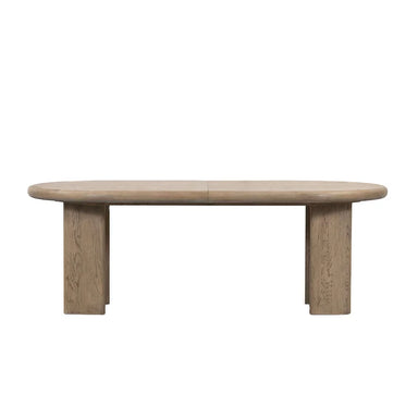 Expansive Solid Oak Oval Expandable Dining Table, Plank Legs, Rounded Edges