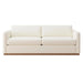 Chic Slim Arm Sleeper Sofa, White Linen Upholstery, Solid Wood Base