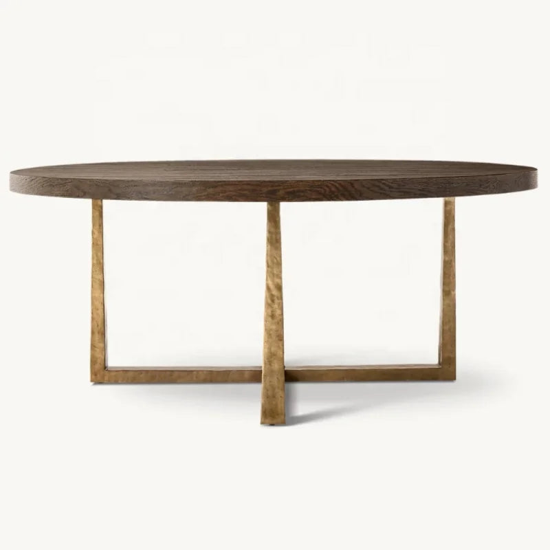 Elegant Round Forged Metal Dining Table, Marble Top, Custom Sizes Available