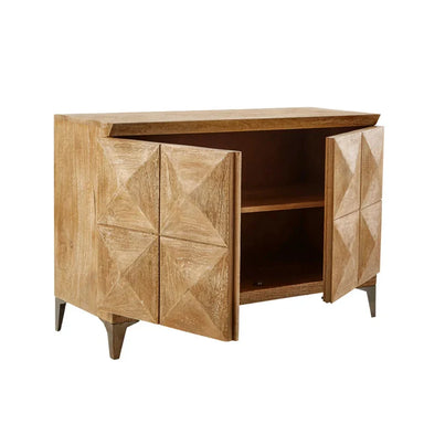 Luxury Solid Oak Parquet Sideboard with Two Doors for Living Room Storage