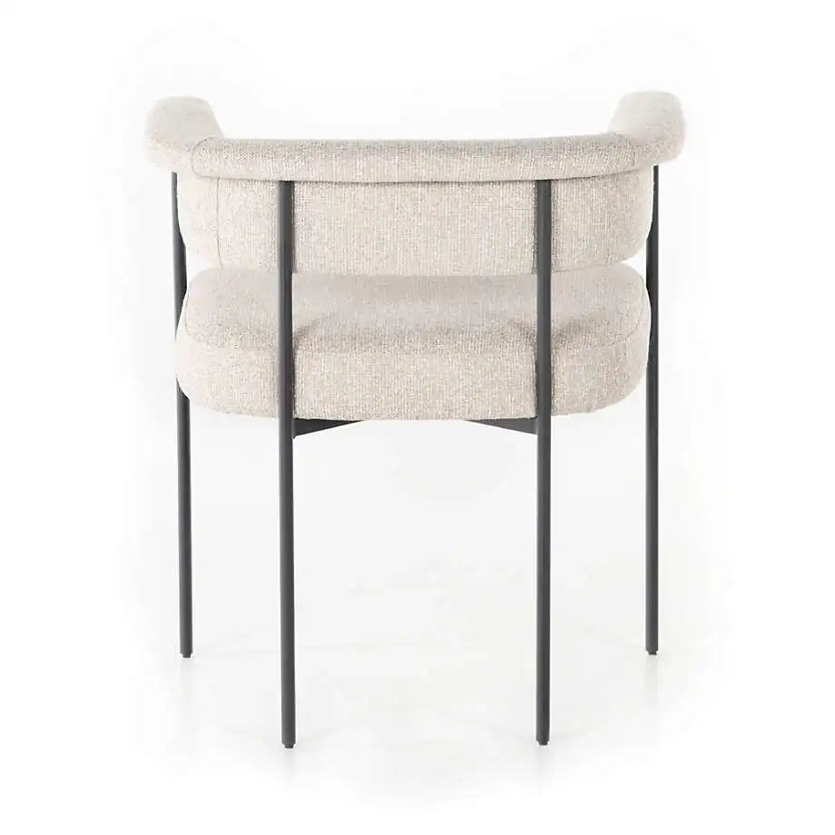 Stylish Modern Boucle Dining Chair, Low Round Back, Durable Metal Frame