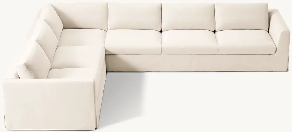 Modern Luxury Solid Wood Modular L-Shape Sofa - Woven Fabric, Comfortable Living Room