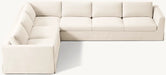 Modern Luxury Solid Wood Modular L-Shape Sofa - Woven Fabric, Comfortable Living Room