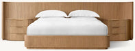 Premium American Style Oak Wood Queen Bed, Postmodern Luxury Extended Headboard Design