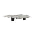 Luxury Modern Round Marble Top Wood Coffee Table for Living Room