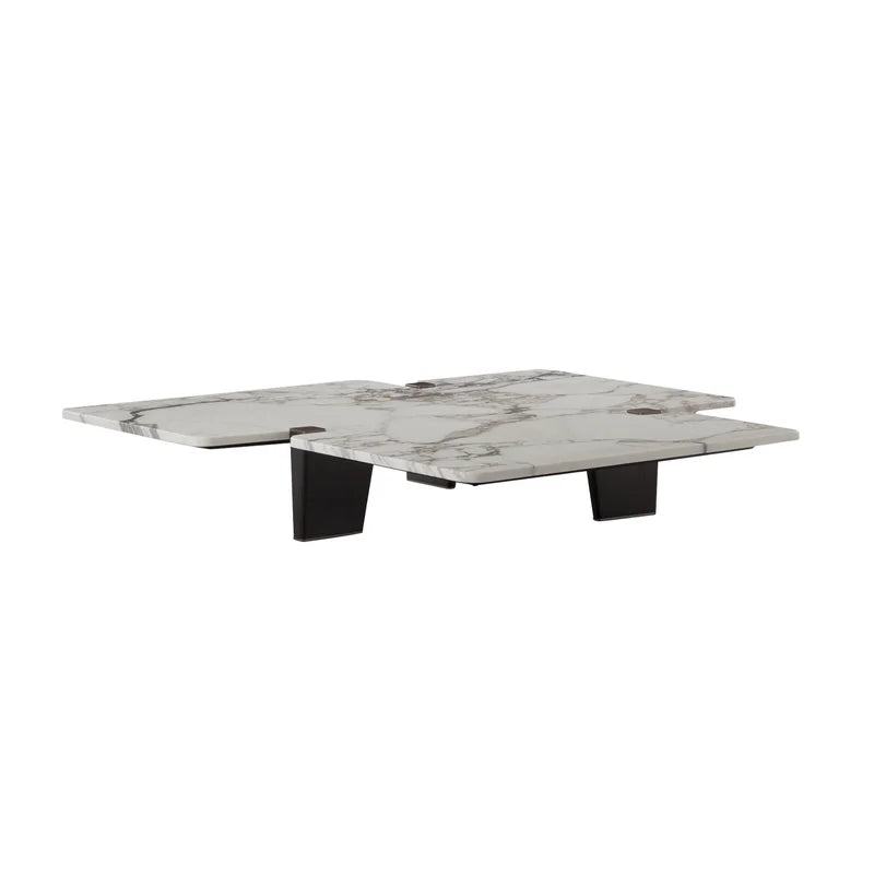 Luxury Modern Round Marble Top Wood Coffee Table for Living Room