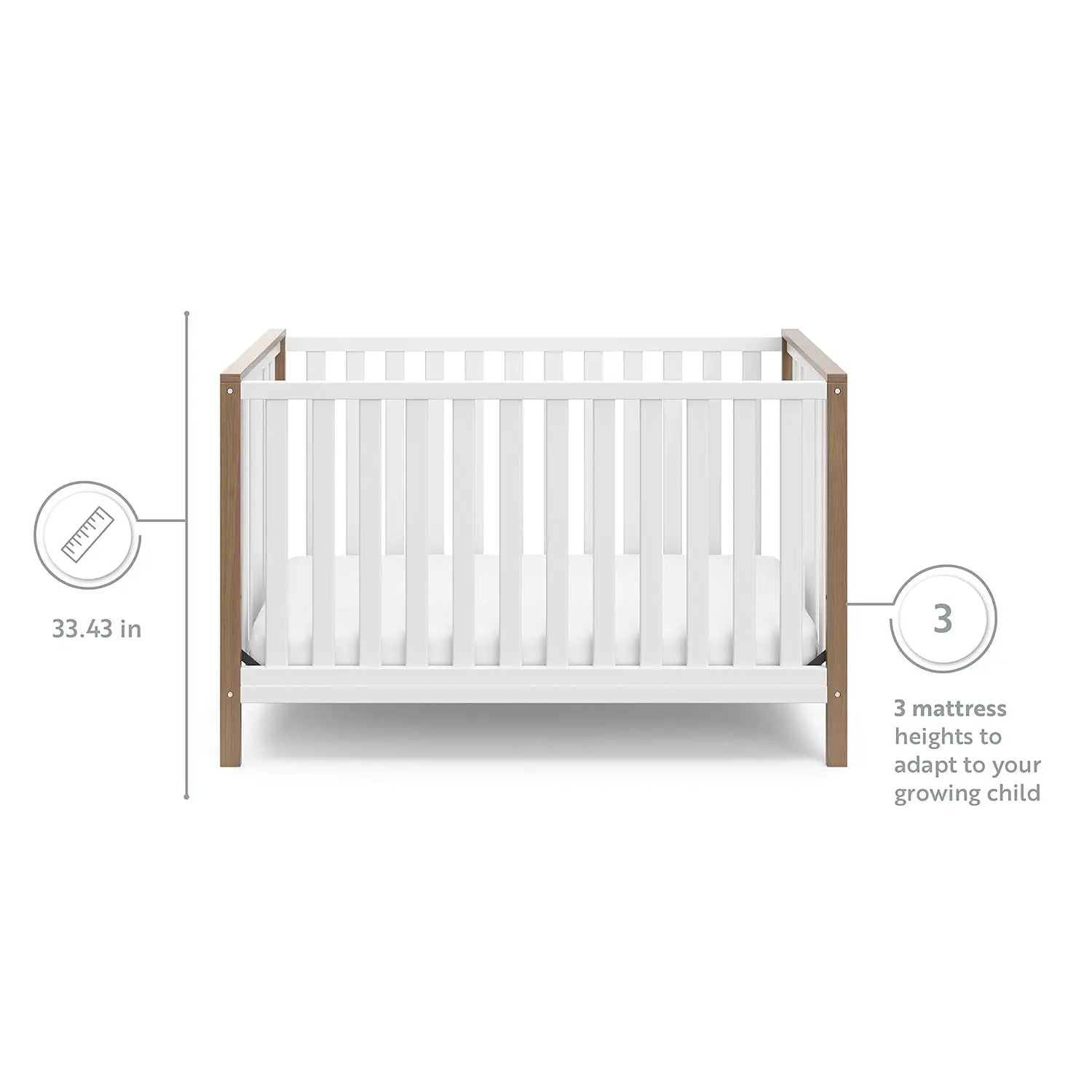Premium 4-in-1 Convertible Baby Crib Toddler Daybed Full-Size Kids Bed