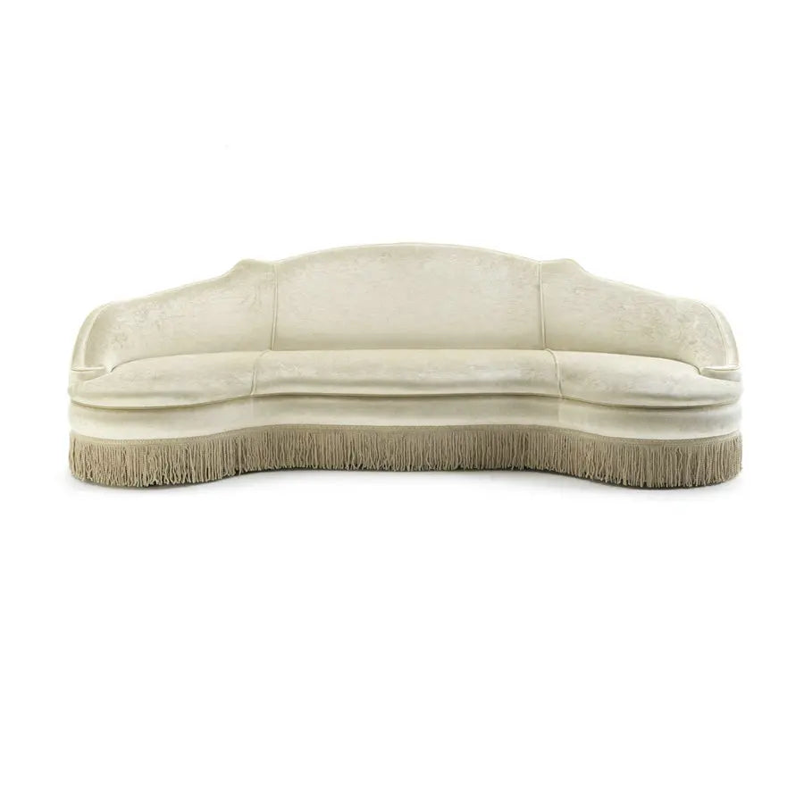 Elegant Velvet Curved Fringe Sofa with Tassels for Luxurious Living