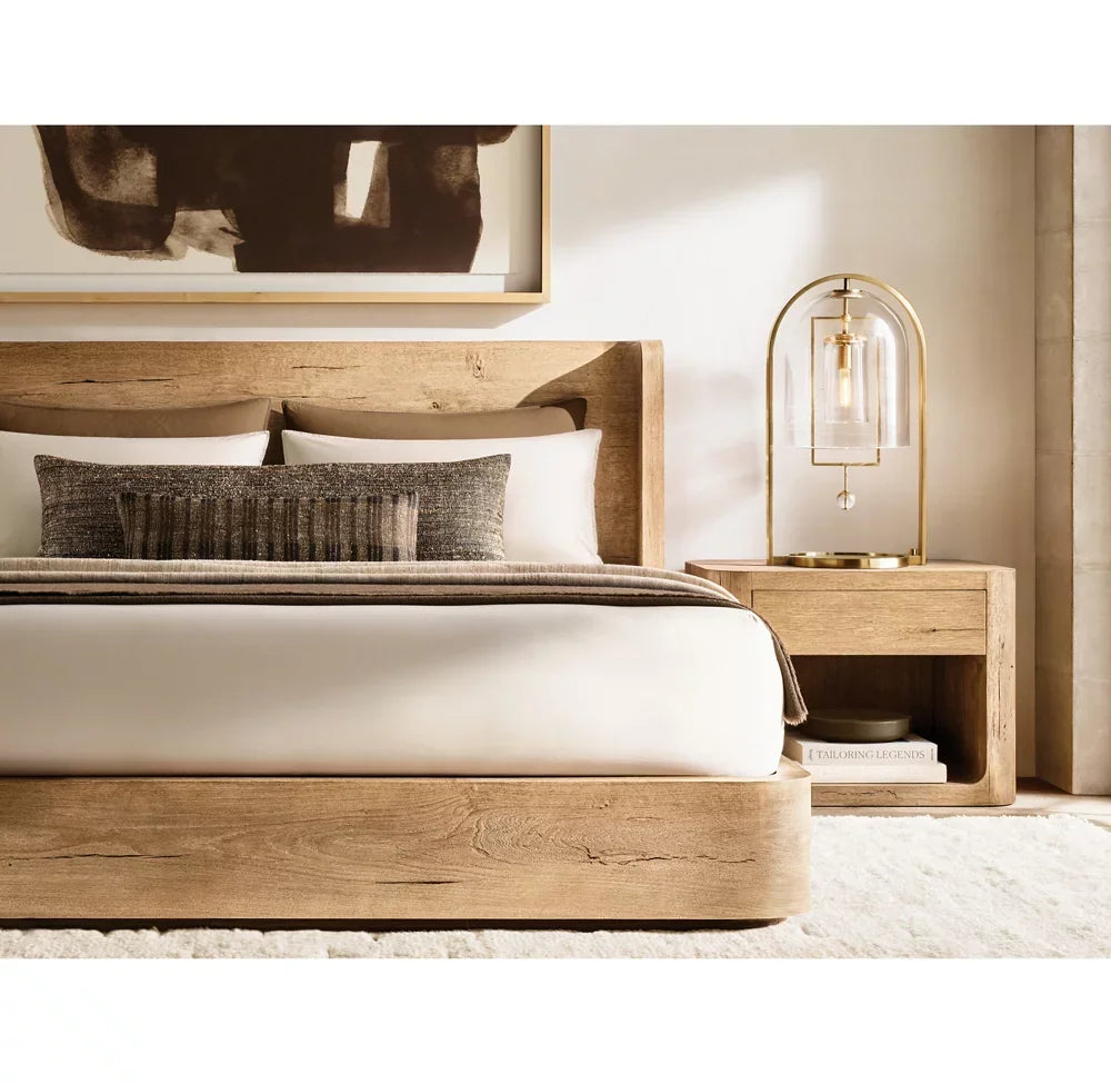 Luxury Customizable Oak Wood Nightstand with Plush Finish for Modern Bedrooms